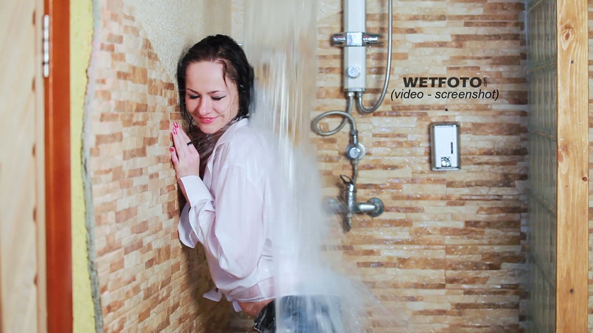 wet girl get wet wet hair jacket blouse tight jeans tights high heels jacuzzi