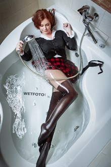 #375 - Smart Girl in Student's Outfit and High Heels Get Fully Wet in Jacuzzi Bath